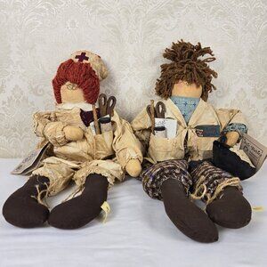 Attic Babies Nurse Noodles & Dr. Doodles Raggedy Ann & Andy Dolls Vintage